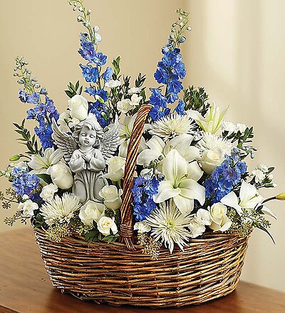 Heavenly Angel&amp;trade; Blue and White Basket