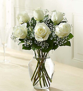Six White Roses